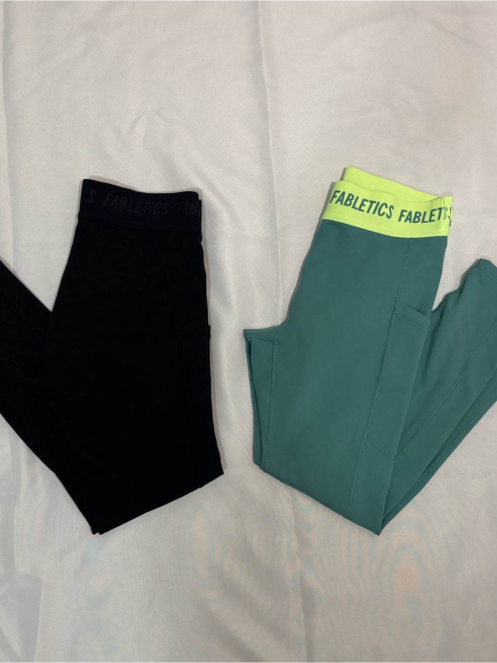 Fabletics Bundle of 2 Leggings Size L Black & Teal Pocket Leggings